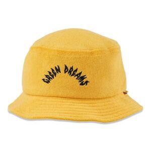 BIRDS OF CONDOR Golf Bucket Hat Yellow Terry Cloth S/M Summer Green Dreams